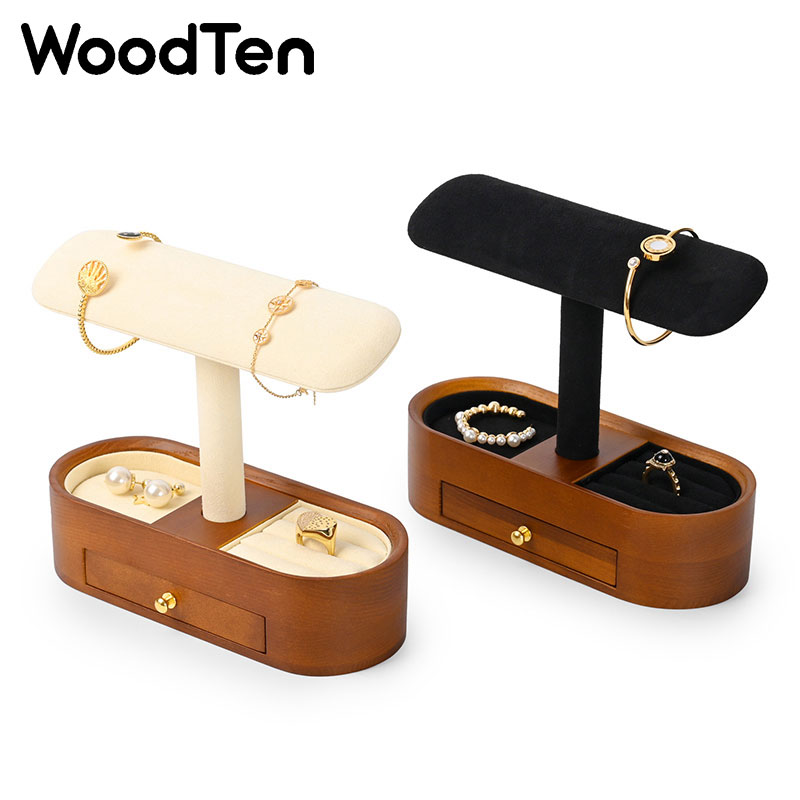 Watches Jewelry Holder - WoodTen Watch Display Stand with Drawer,