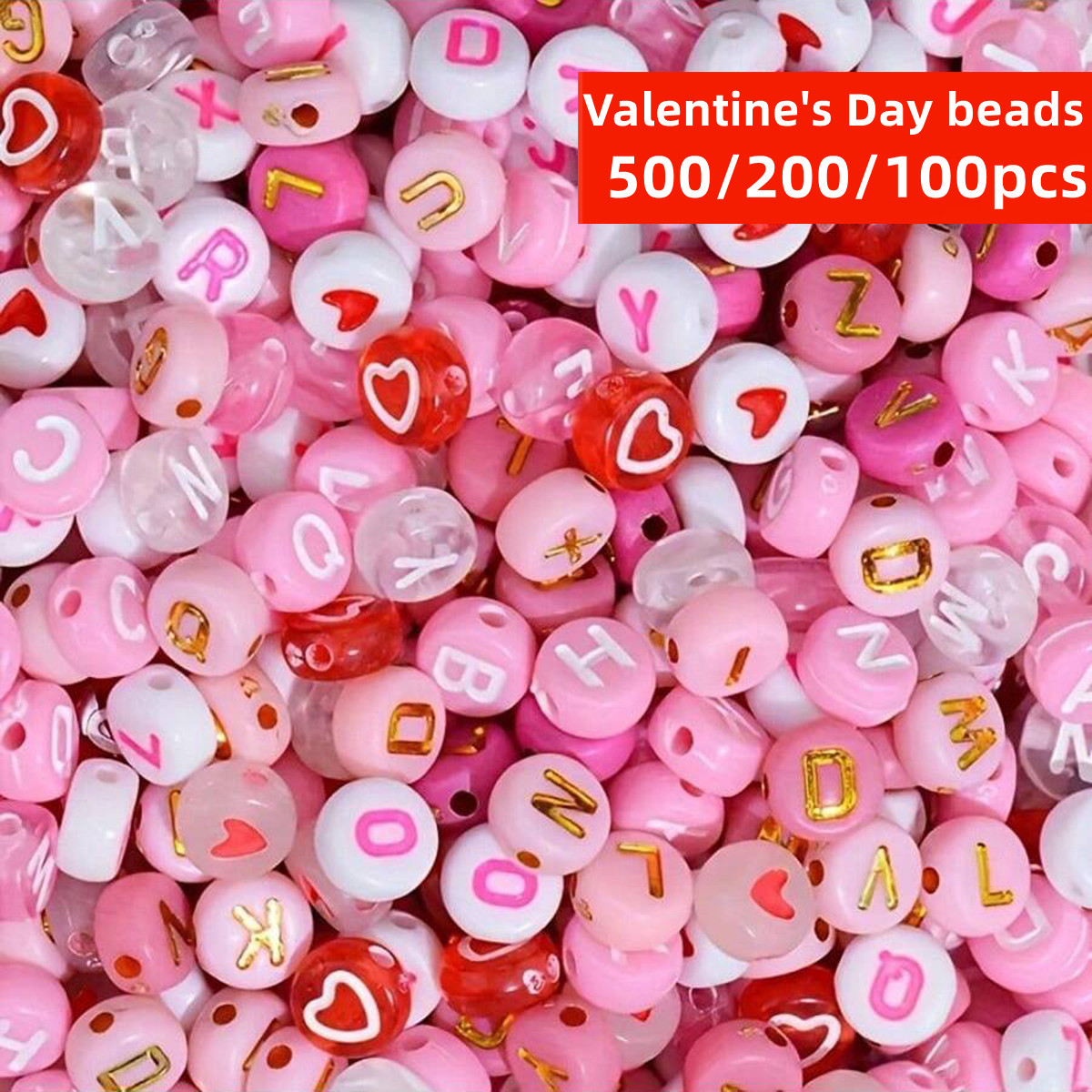 Jewelry Quotes - 500/200/100pcs 7mm Random style Pink,Valentine's Day
