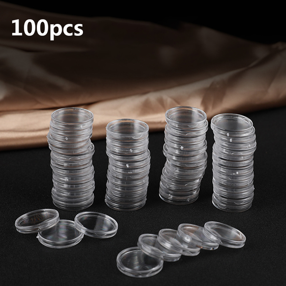 Collectors Coins Jewelry & Watches Of Smithtown - 100pcs Transparent Plastic Small Round Storage