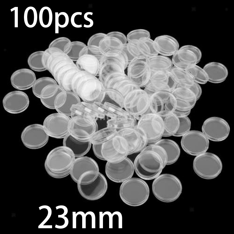 Collectors Coins Jewelry & Watches Of Smithtown - 100 Pieces 23mm Clear Round Plastic