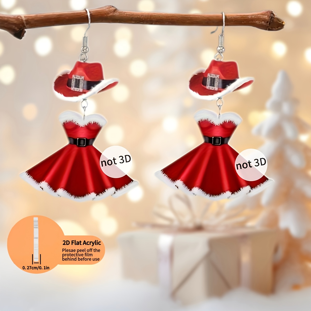 1 pair of 2D acrylic Christmas - Eve Jewelry & Watches Distribuidor Oficial Rolex Buenos Aires ulasan dan harga