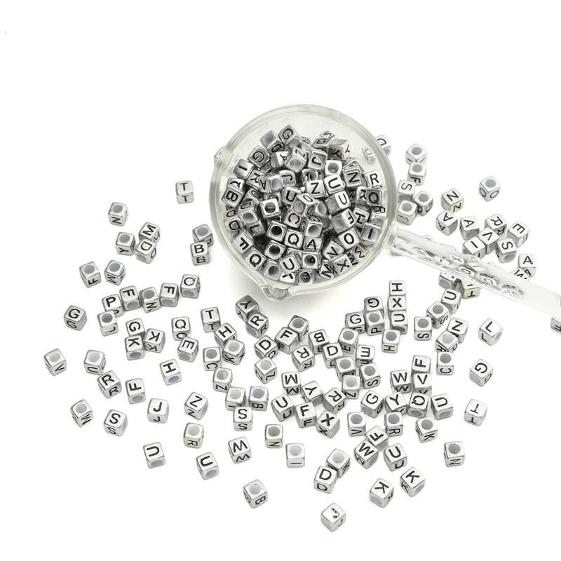 50Pcs 6x6mm Acrylic Letter Dec - Jewelry Quotes ulasan dan harga