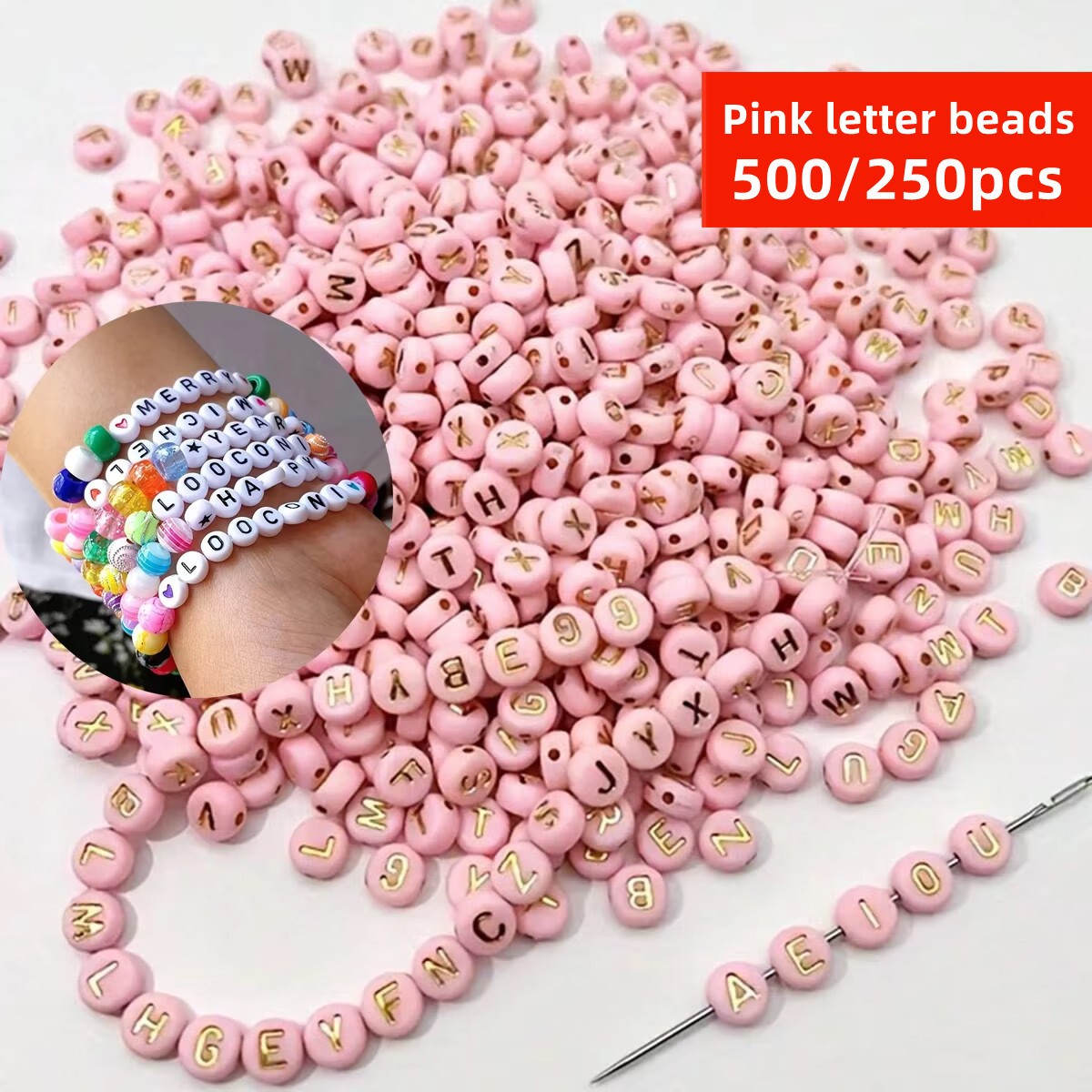 500/250pcs 7mm Pink Letter, Va - Jewelry Quotes ulasan dan harga
